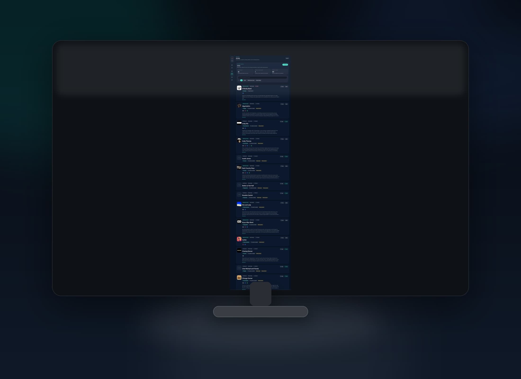 Artist catalog dashboard