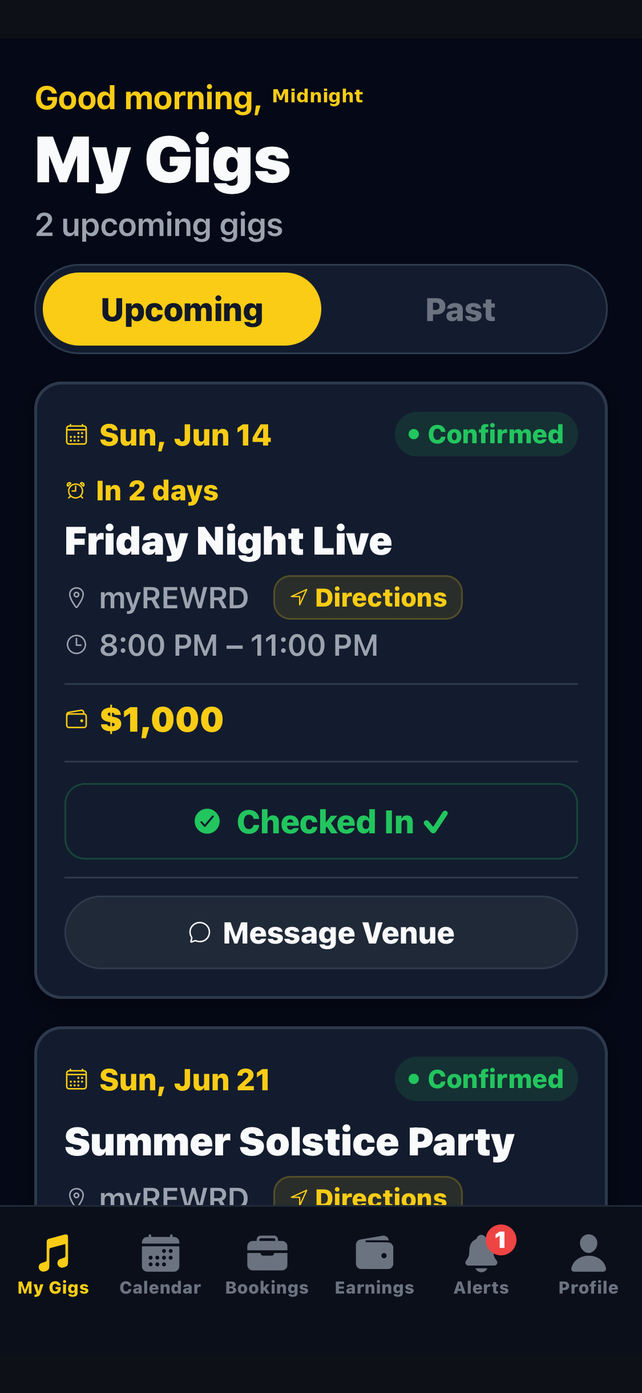 Artist App My Gigs